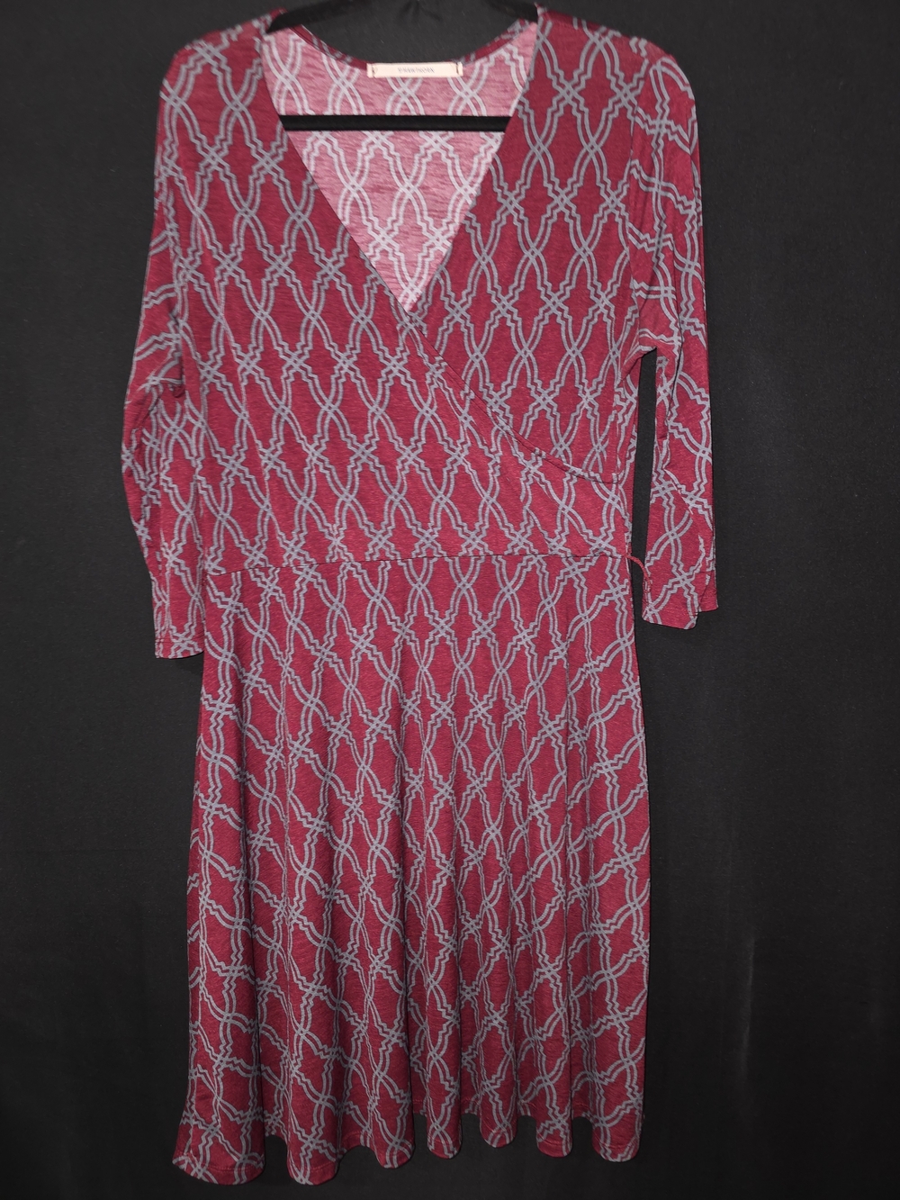 Women's Pink Geometric Wrap Midi Dress
